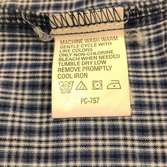 Arrow men's long sleeve button-down shirt large blue/white plaid check - Picture 10 of 11